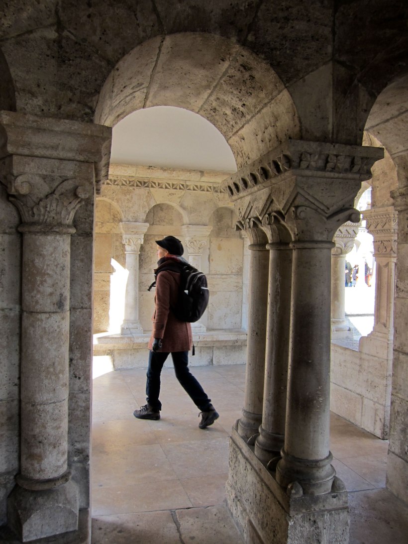 Mum amongst the arches of the fishermans bastion